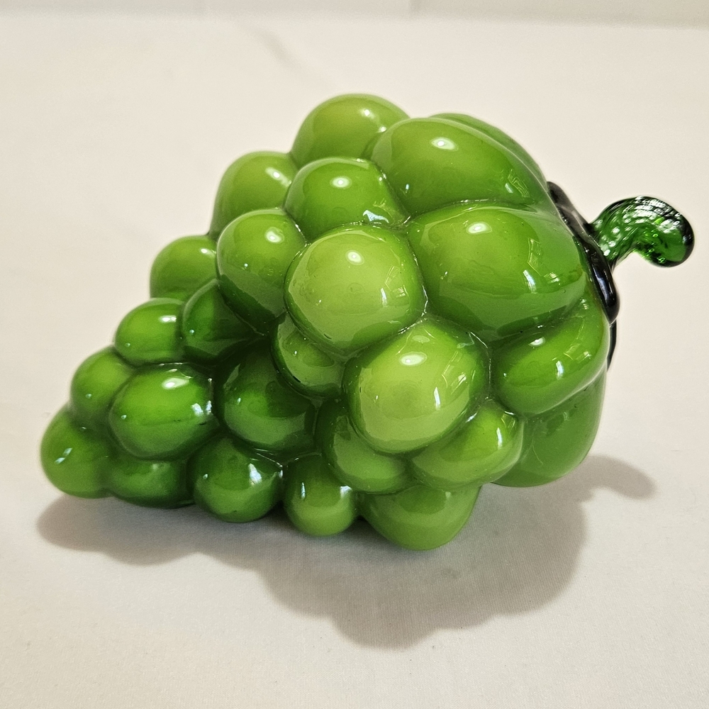 Murano Style Green Glass Grape Cluster • Vintage Art Glass